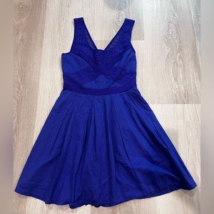 Royal Blue Skater mini Dress with chiffon details - American Eagle Outfitters